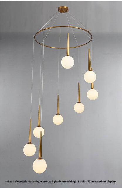 Staircase Chandelier for Duplex, Nordic Loft, Sloping Ceiling, Mezzanine, High Ceiling Villa, Mid-Level, Rotating Staircase, Long Chandelier