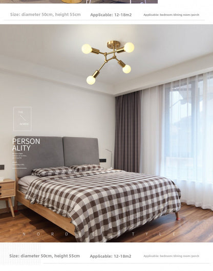 Brass Ceiling Light Creative Personality Nordic Postmodern Minimalist Dining Room Hallway Corridor Foyer Full Copper Bedroom Lighting