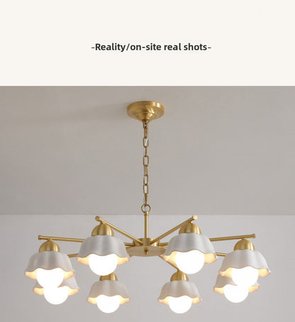 Vintage Living Room Chandelier Ceiling Light Luxury Elegant High-end Palace Style All-copper Ceramic Lighting Dining Room Master Bedroom Lamp