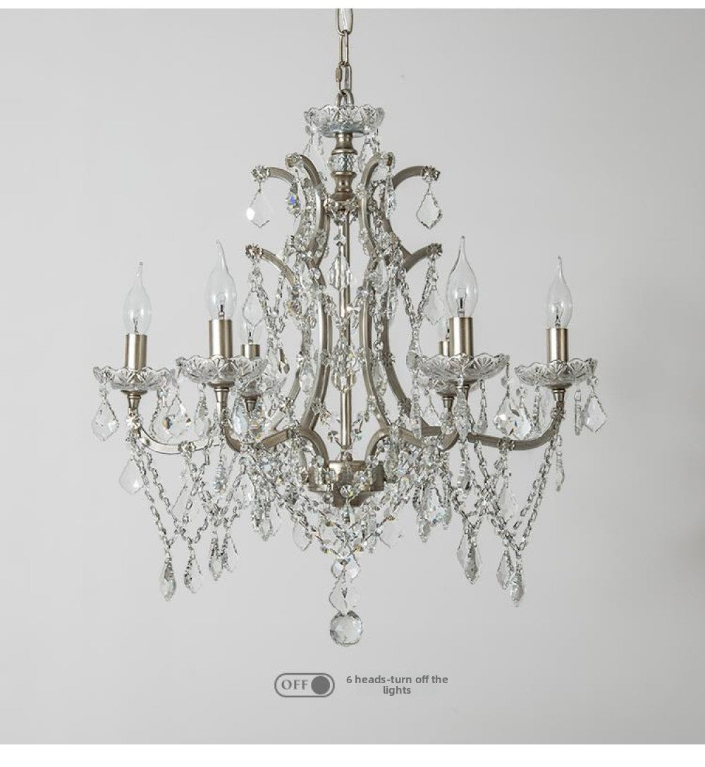 American Style Chandelier Light Luxury Living Room Dining Room Lamp Vintage French Palace Crystal Lamp European Style Villa Princess Room Bedroom Lamp