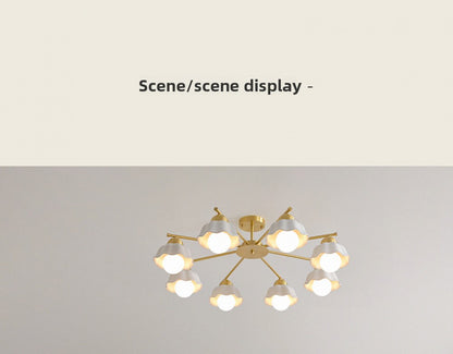 Vintage Living Room Chandelier Ceiling Light Luxury Elegant High-end Palace Style All-copper Ceramic Lighting Dining Room Master Bedroom Lamp