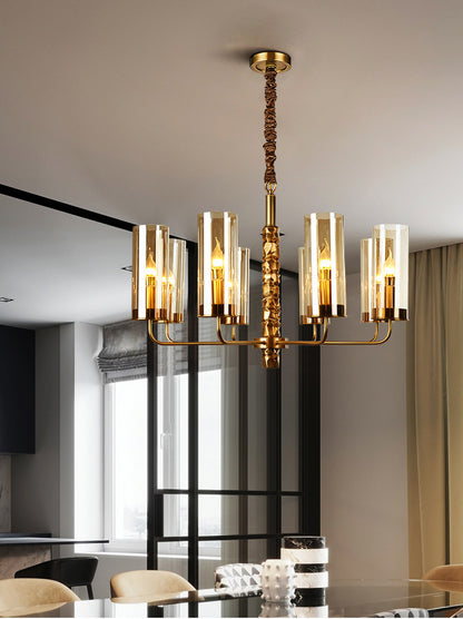 Postmodern Chandelier Full Copper Living Room Lighting High-end Luxurious Atmospheric Home Bedroom Dining Room Light Light Luxury American Style Chandelier