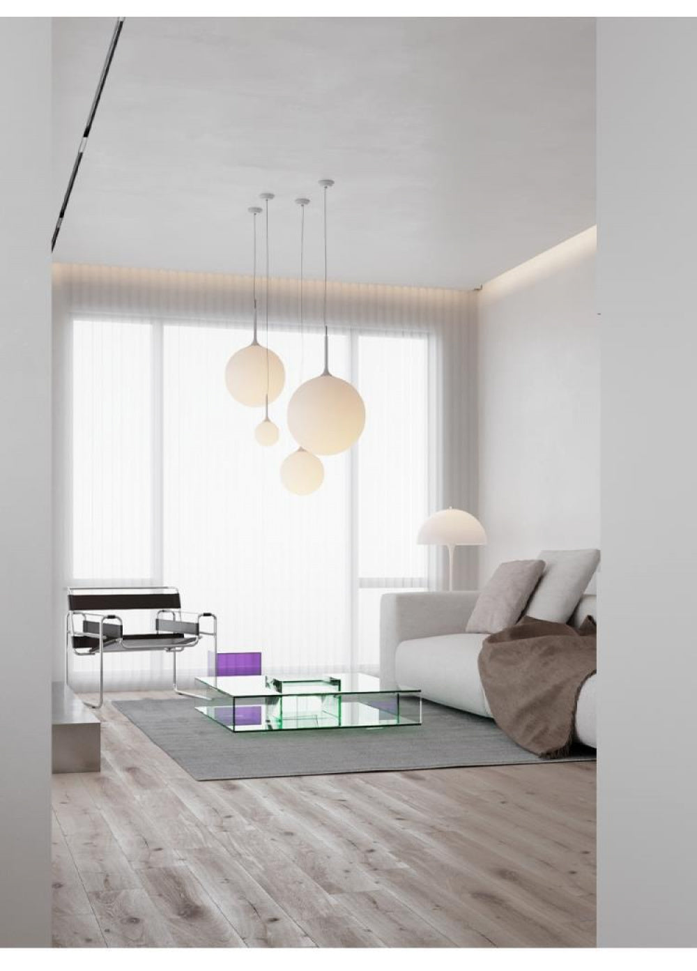 Simple Modern Round Glass Dining Room Pendant Light Nordic Bedroom Bedside Bar Combination Art Duplex Staircase Lighting