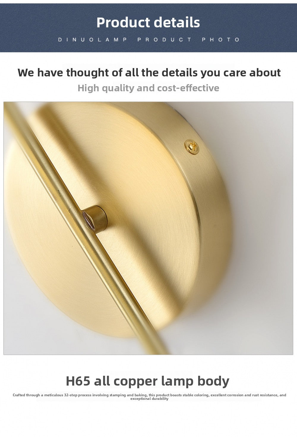 All-Copper Wall Lamp Nordic Creative Personality Bedroom Bedside Lamp Rotating Staircase Corridor Living Room Background Wall Decorative Wall Lamp