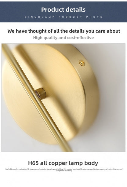 All-Copper Wall Lamp Nordic Creative Personality Bedroom Bedside Lamp Rotating Staircase Corridor Living Room Background Wall Decorative Wall Lamp
