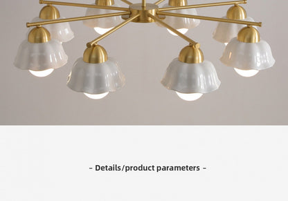 Vintage Living Room Chandelier Ceiling Light Luxury Elegant High-end Palace Style All-copper Ceramic Lighting Dining Room Master Bedroom Lamp