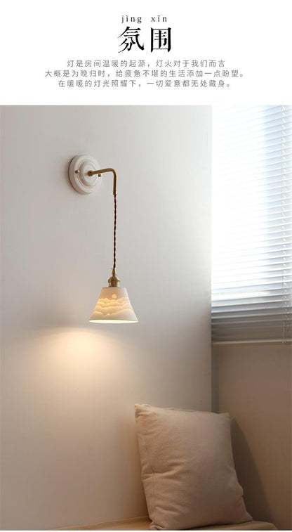 New Japanese Style Ceramic Wall Lamp Ceramic Base Bedroom Bedside Background Wall Designer Homestay Window Hanging Wall Lamp