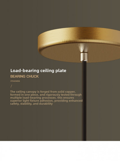 Nordic Single Pendant Dining Room Chandelier Simple Round Bedroom All-Copper Lamp Fashion Creative Bar Brass Small Pendant Light