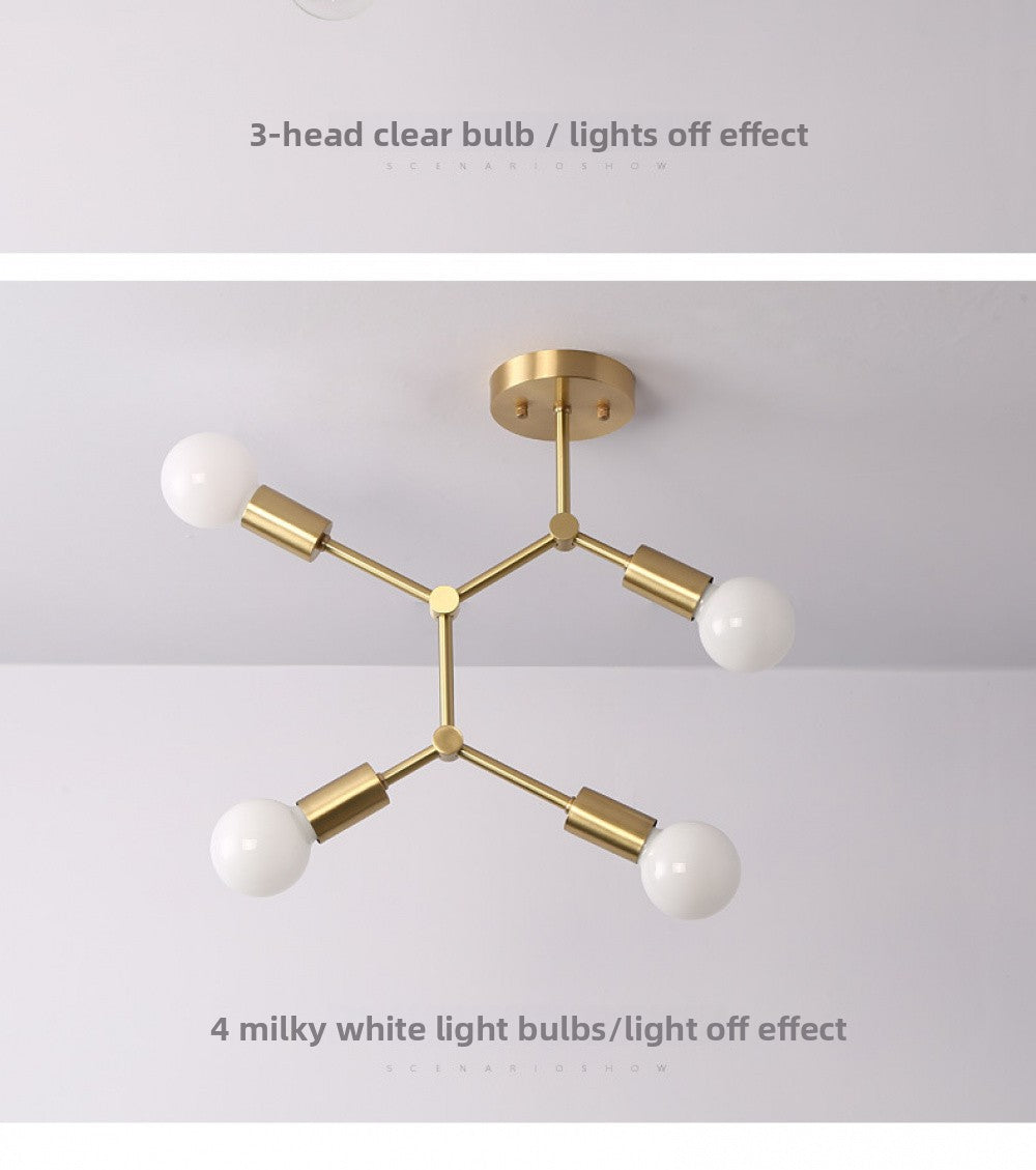 Brass Ceiling Light Creative Personality Nordic Postmodern Minimalist Dining Room Hallway Corridor Foyer Full Copper Bedroom Lighting