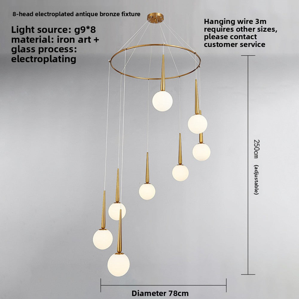 Staircase Chandelier for Duplex, Nordic Loft, Sloping Ceiling, Mezzanine, High Ceiling Villa, Mid-Level, Rotating Staircase, Long Chandelier