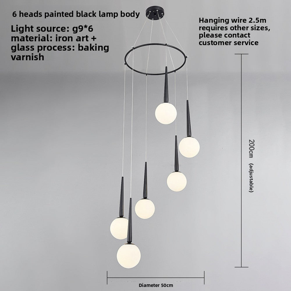 Staircase Chandelier for Duplex, Nordic Loft, Sloping Ceiling, Mezzanine, High Ceiling Villa, Mid-Level, Rotating Staircase, Long Chandelier