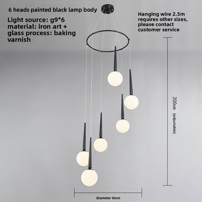 Staircase Chandelier for Duplex, Nordic Loft, Sloping Ceiling, Mezzanine, High Ceiling Villa, Mid-Level, Rotating Staircase, Long Chandelier