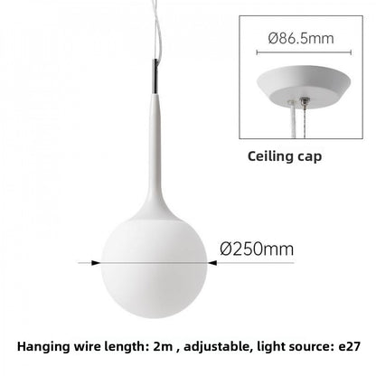 Simple Modern Round Glass Dining Room Pendant Light Nordic Bedroom Bedside Bar Combination Art Duplex Staircase Lighting