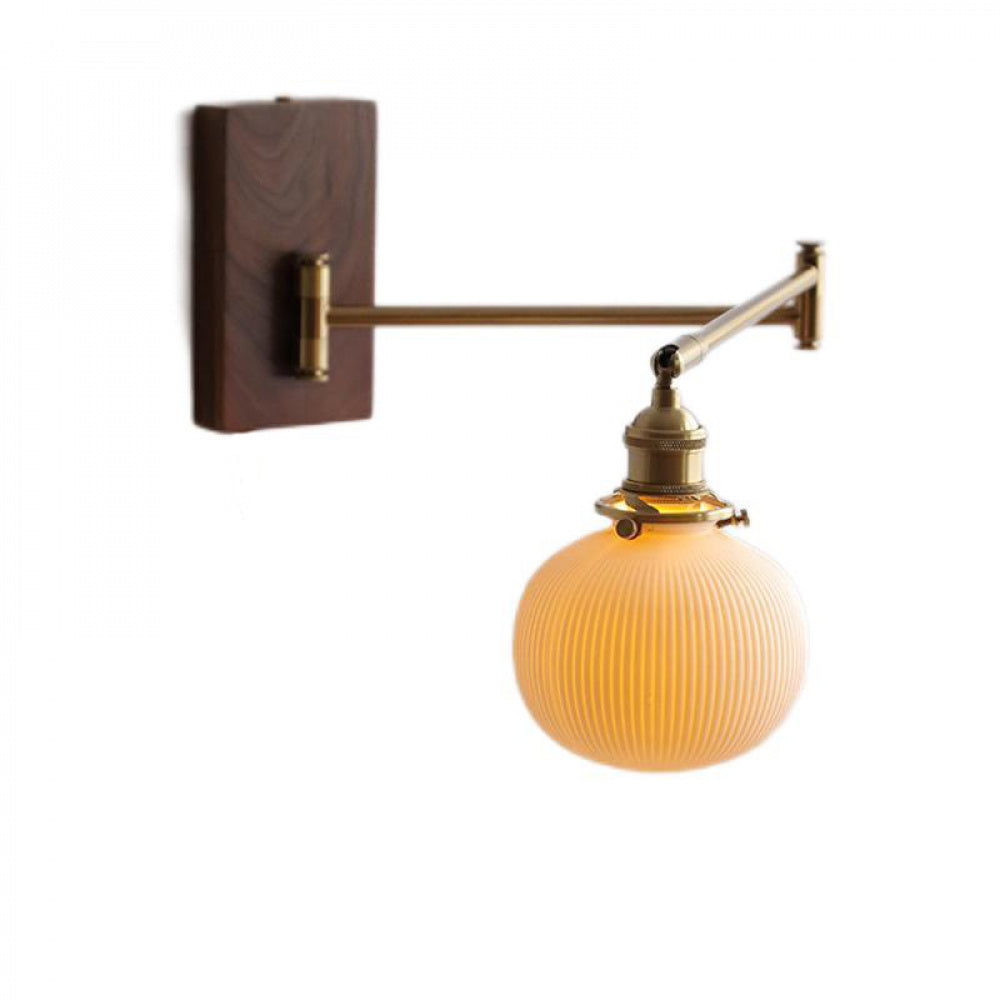 Cross-Border Retro Rotating Wall Lamp Japanese Style Bedside Bedroom Designer with Pull Cord Switch Left and Right Rotatable Long Arm Wall Lamp