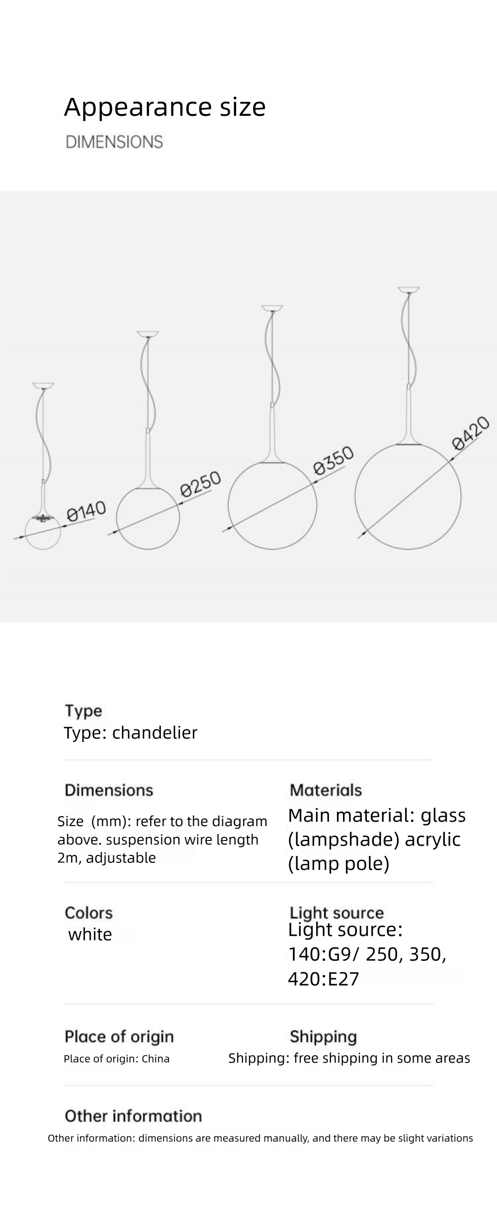 Simple Modern Round Glass Dining Room Pendant Light Nordic Bedroom Bedside Bar Combination Art Duplex Staircase Lighting