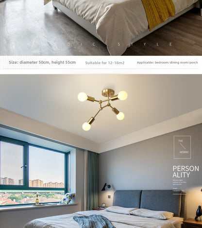 Brass Ceiling Light Creative Personality Nordic Postmodern Minimalist Dining Room Hallway Corridor Foyer Full Copper Bedroom Lighting