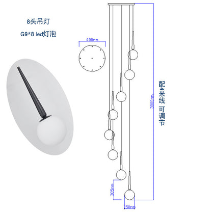 Staircase Chandelier for Duplex, Nordic Loft, Sloping Ceiling, Mezzanine, High Ceiling Villa, Mid-Level, Rotating Staircase, Long Chandelier
