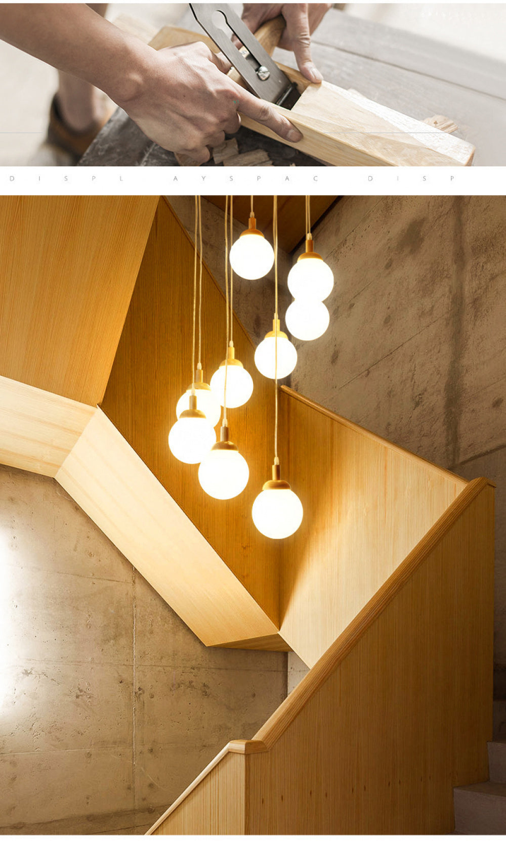 Modern Minimalist Duplex Staircase Long Pendant Light Nordic Creative Stairwell Villa Apartment Magic Bean Rotating Solid Wood Pendant Light