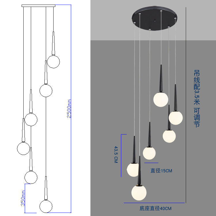Staircase Chandelier for Duplex, Nordic Loft, Sloping Ceiling, Mezzanine, High Ceiling Villa, Mid-Level, Rotating Staircase, Long Chandelier
