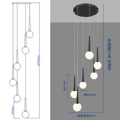 Staircase Chandelier for Duplex, Nordic Loft, Sloping Ceiling, Mezzanine, High Ceiling Villa, Mid-Level, Rotating Staircase, Long Chandelier