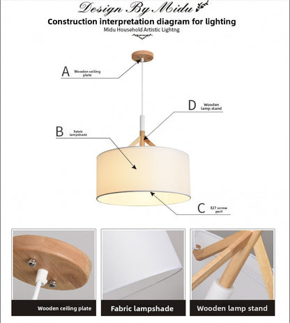 Creative Bar Counter Cafe Restaurant Pendant Light Simple Modern Solid Wood Art Single Head Restaurant Dining Table Pendant Light