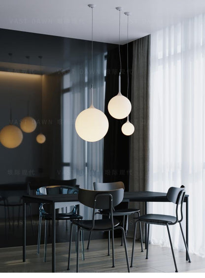 Simple Modern Round Glass Dining Room Pendant Light Nordic Bedroom Bedside Bar Combination Art Duplex Staircase Lighting