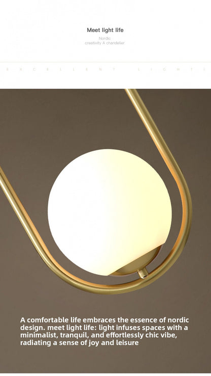 Nordic Style Restaurant Pendant Light Single Head Bedroom Bedside Lamp Bar Creative Personality Simple Modern All-Copper Lamp