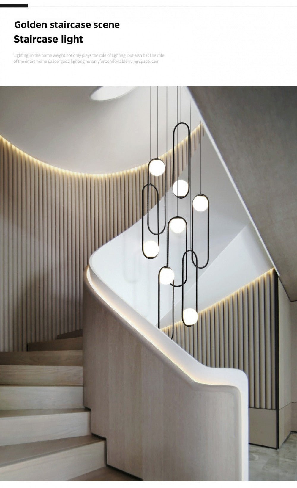 Staircase Long Pendant Light Modern Light Nordic Loft Apartment Duplex Rotating Light Creative Personality Simple Living Room Pendant Light