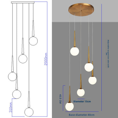 Staircase Chandelier for Duplex, Nordic Loft, Sloping Ceiling, Mezzanine, High Ceiling Villa, Mid-Level, Rotating Staircase, Long Chandelier