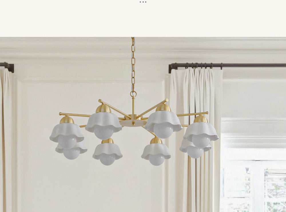 Vintage Living Room Chandelier Ceiling Light Luxury Elegant High-end Palace Style All-copper Ceramic Lighting Dining Room Master Bedroom Lamp