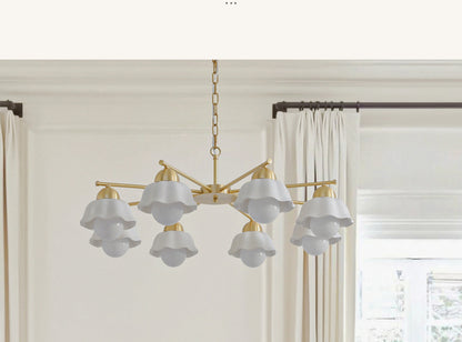 Vintage Living Room Chandelier Ceiling Light Luxury Elegant High-end Palace Style All-copper Ceramic Lighting Dining Room Master Bedroom Lamp