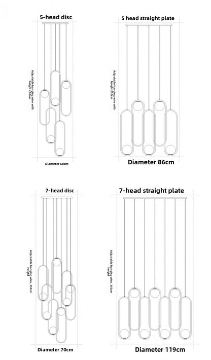 Staircase Long Pendant Light Modern Light Nordic Loft Apartment Duplex Rotating Light Creative Personality Simple Living Room Pendant Light