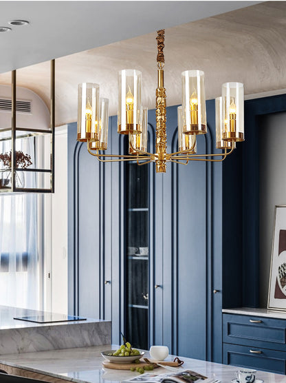 Postmodern Chandelier Full Copper Living Room Lighting High-end Luxurious Atmospheric Home Bedroom Dining Room Light Light Luxury American Style Chandelier