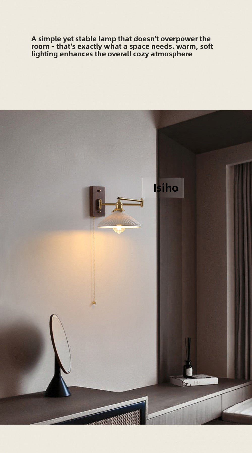 Nordic Japanese Style Bedroom Bedside Wall Lamp Copper Color Retro Simple Stair Aisle Lamp Living Room TV Background Wall Wall Lamp