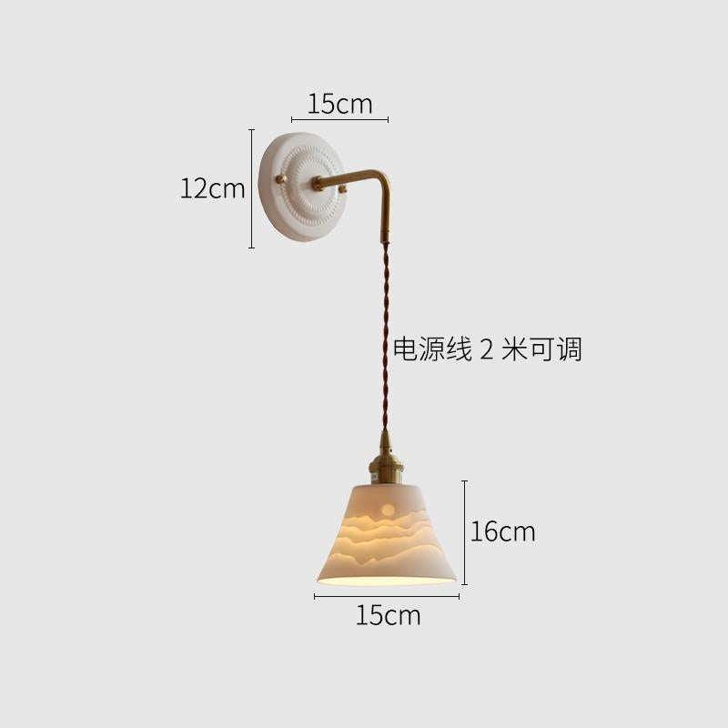 New Japanese Style Ceramic Wall Lamp Ceramic Base Bedroom Bedside Background Wall Designer Homestay Window Hanging Wall Lamp