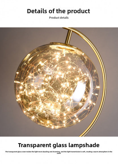 Nordic Light Luxury Floor Lamp Living Room Bedroom Bedside Creative Distinctive Glass Ball Tripod Storage Vertical Table Lamp