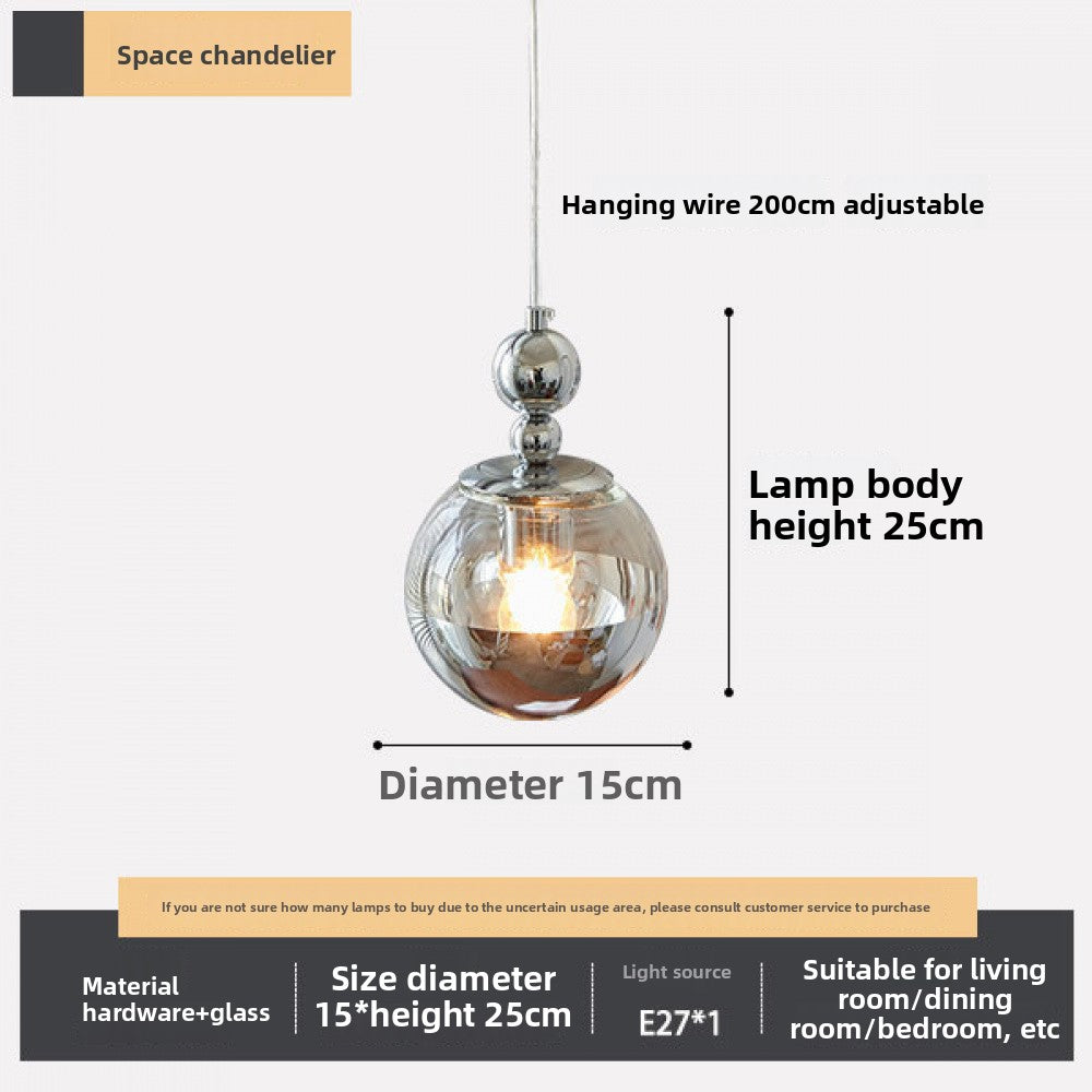 Bauhaus Chrome Silver Bedroom Bedside Pendant Light Designer Model Room Balcony Light Simple Dining Room Bar Pendant Light