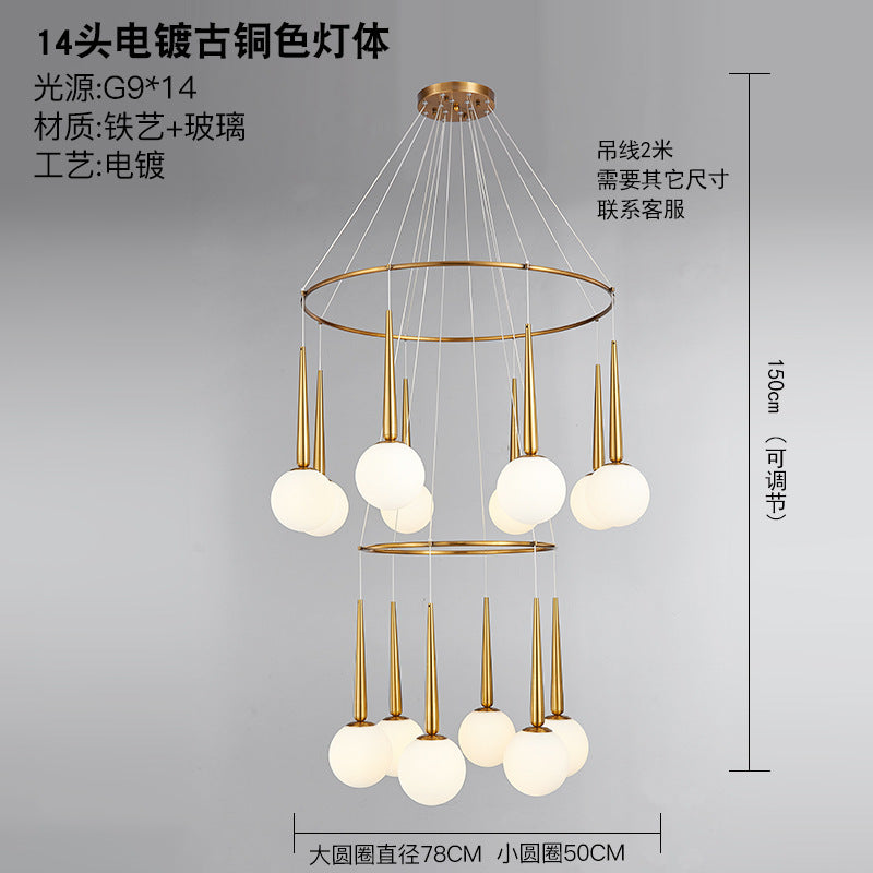 Staircase Chandelier for Duplex, Nordic Loft, Sloping Ceiling, Mezzanine, High Ceiling Villa, Mid-Level, Rotating Staircase, Long Chandelier