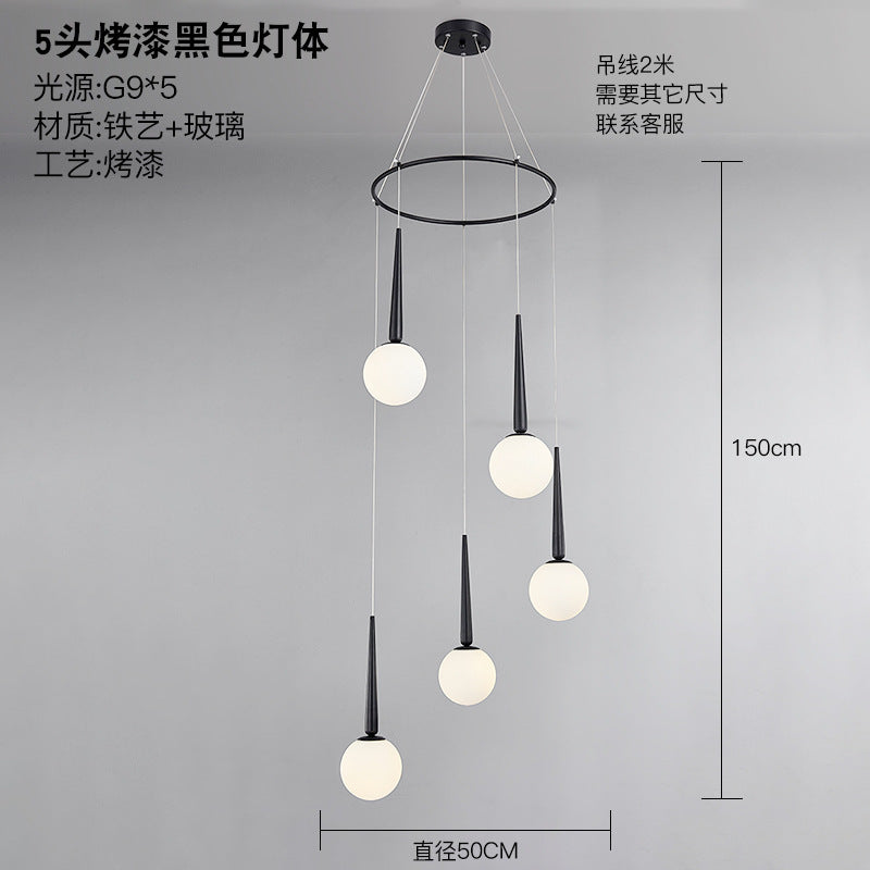 Staircase Chandelier for Duplex, Nordic Loft, Sloping Ceiling, Mezzanine, High Ceiling Villa, Mid-Level, Rotating Staircase, Long Chandelier