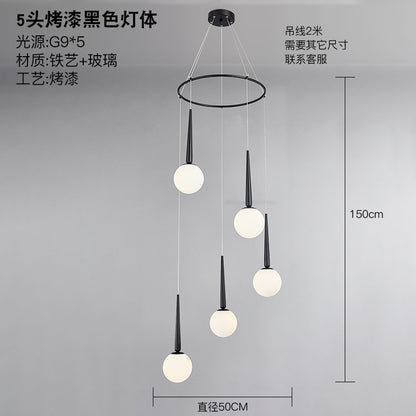 Staircase Chandelier for Duplex, Nordic Loft, Sloping Ceiling, Mezzanine, High Ceiling Villa, Mid-Level, Rotating Staircase, Long Chandelier