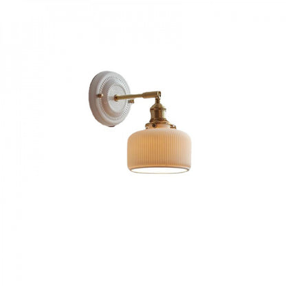 New Japanese pleated wall lamp bedroom bedside Nordic homestay living room background wall designer full copper lamp