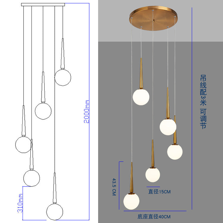Staircase Chandelier for Duplex, Nordic Loft, Sloping Ceiling, Mezzanine, High Ceiling Villa, Mid-Level, Rotating Staircase, Long Chandelier
