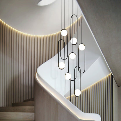 Staircase Long Pendant Light Modern Light Nordic Loft Apartment Duplex Rotating Light Creative Personality Simple Living Room Pendant Light