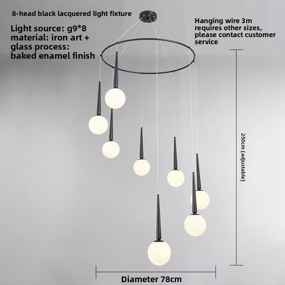 Staircase Chandelier for Duplex, Nordic Loft, Sloping Ceiling, Mezzanine, High Ceiling Villa, Mid-Level, Rotating Staircase, Long Chandelier