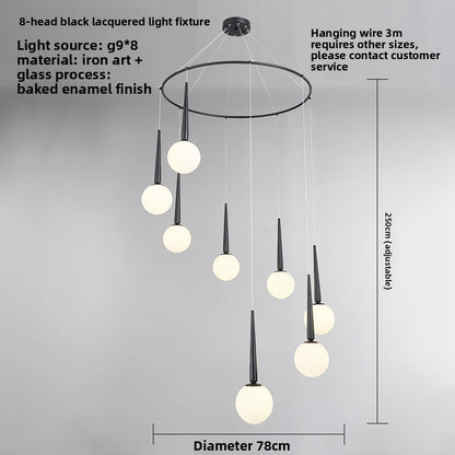Staircase Chandelier for Duplex, Nordic Loft, Sloping Ceiling, Mezzanine, High Ceiling Villa, Mid-Level, Rotating Staircase, Long Chandelier