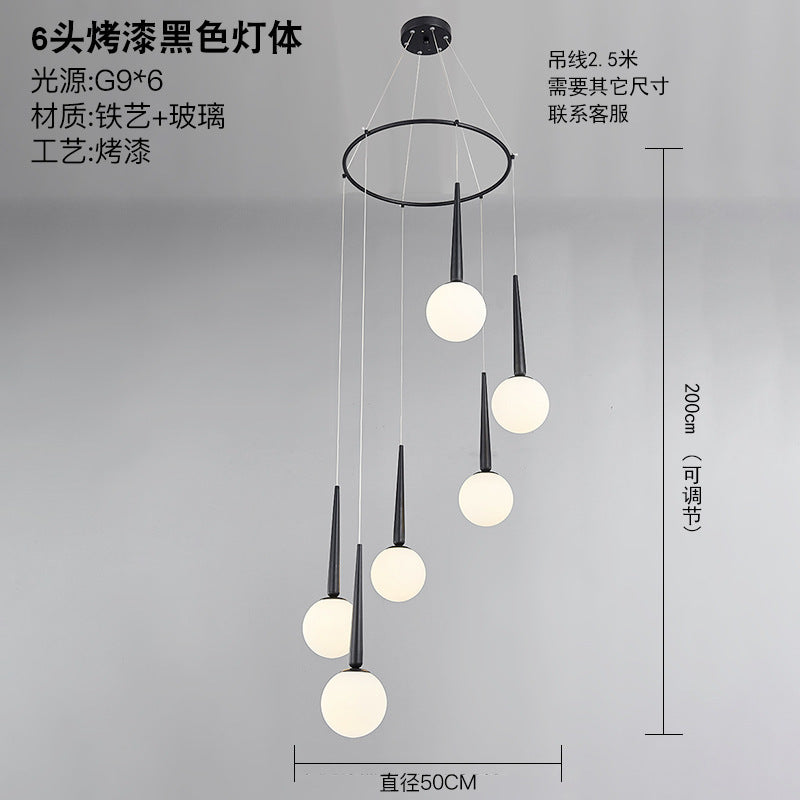 Staircase Chandelier for Duplex, Nordic Loft, Sloping Ceiling, Mezzanine, High Ceiling Villa, Mid-Level, Rotating Staircase, Long Chandelier