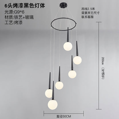 Staircase Chandelier for Duplex, Nordic Loft, Sloping Ceiling, Mezzanine, High Ceiling Villa, Mid-Level, Rotating Staircase, Long Chandelier