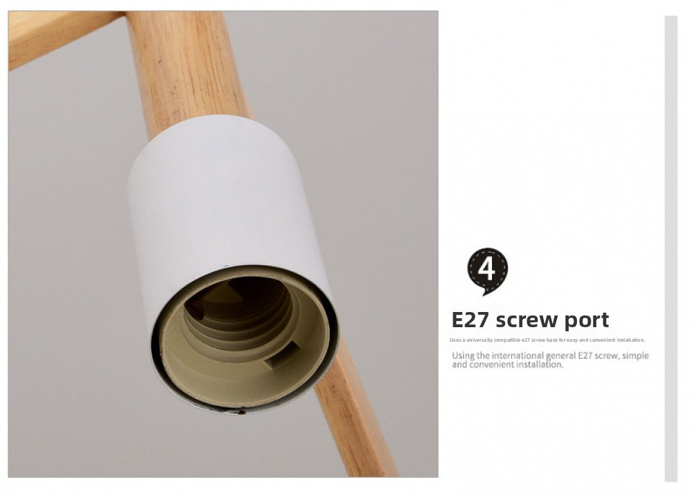 Creative Bar Counter Cafe Restaurant Pendant Light Simple Modern Solid Wood Art Single Head Restaurant Dining Table Pendant Light