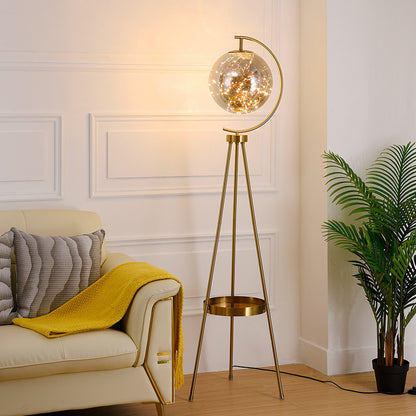 Nordic Light Luxury Floor Lamp for Living Room and Bedroom, Creative and Unique Glass Ball Tripod Standing Table Lamp