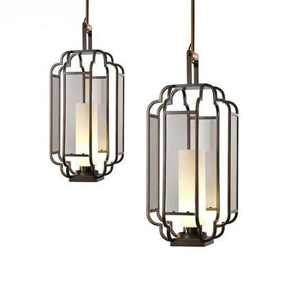 Modern New Chinese Classical Lantern Chandelier Entrance Restaurant Glass Iron Chandelier Tea Restaurant Chandelier